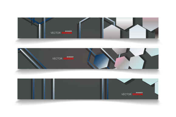 Horizontal Banner with Hexagon Shape