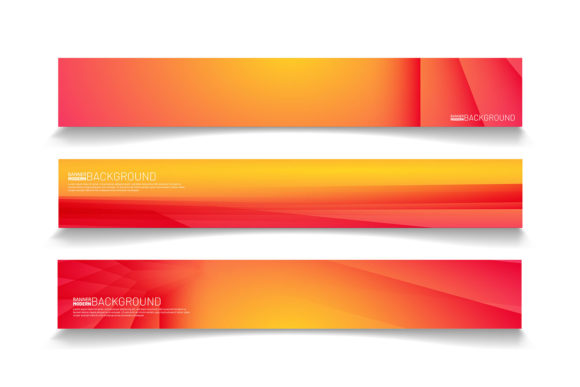 Set Banner with Color Orange for Graphic Design and Digital Displays